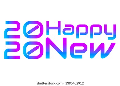 Happy 2020 New Year. Lettering holiday modern style elements with violet, purple and blue colors. Festive label inscription for cards, banners, posters. Editable EPS 10 Vector Illustration