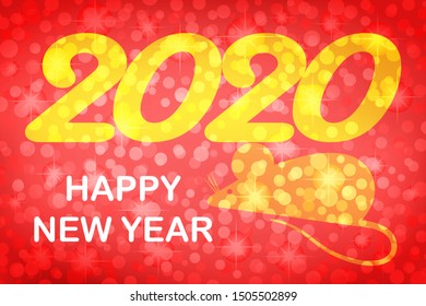 Happy 2020 new year red colour banner for holidays flyers, greetings and invitations, christmas themed congratulations and cards. Vector illustration EPS10.