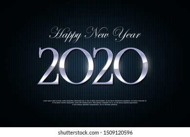 happy 2020 New Year sign. Vector New Year illustration.Vector text Design 2019. silver 3d numbers. Happy new year template greeting card.