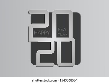 Happy 2020 new year sign black paper style banner for your seasonal holidays flyers sign, greetings and invitations card template. christmas themed congratulations and cards. Vector illustration.