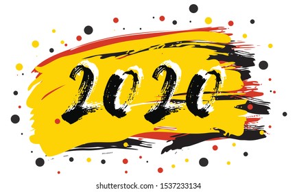 Happy 2020 New Year vector design for greetings card. Splash design. 2020 with colorful splash. New Year banner design.