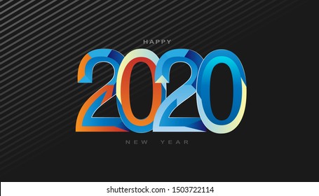 Happy 2020 new year for your flyers, banner, greetings, invitations and cards. Holiday background, poster. Vector illustration.