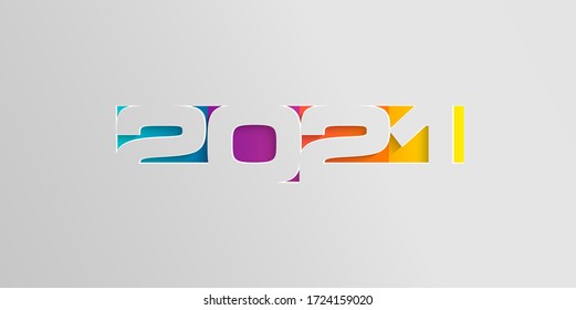 Happy 2021 new year card in paper style for your seasonal holidays flyers, greetings and invitations cards and christmas themed congratulations and banners. Ox year. Vector illustration.