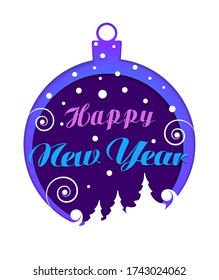 Happy 2021 new year card in paper style for your seasonal holidays flyers, greetings and invitations cards and christmas themed congratulations and banners. Vector illustration.