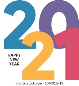 Happy 2021 new year card in paper style for your seasonal holidays flyers, greetings and invitations cards and christmas themed congratulations and banners. Ox year. Vector illustration.