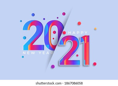 Happy 2021 new year color banners in paper style for seasonal holiday leaflets, greetings and invitations and cards. Vector illustration.