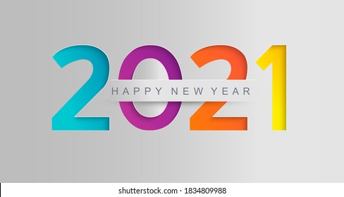 Happy 2021 new year greetig card in paper style for your seasonal holidays flyers, invitations cards and christmas themed congratulations, leaflets and banners. Ox year. Vector illustration.