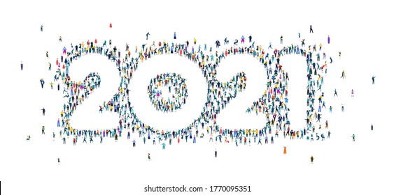 Happy 2021 new year. 2021 made of many little people different age and professional backgrounds