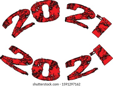 Happy 2021 text sign illustration on white background illustration

