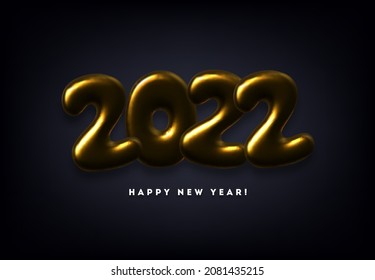 Happy 2022 New Year 3d realistic vector lettering illustration