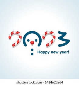 Happy 2023 new year! Composition from figures 2023 text design pattern on light background for execution of calendars, brochures, daily logs for website, annual report, poster, card, banner.