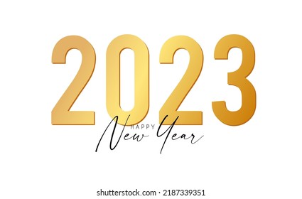 Happy 2023 New Year Elegant Christmas congratulation with gold text