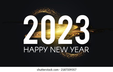 Happy 2023 New Year Elegant Christmas congratulation with light effect.