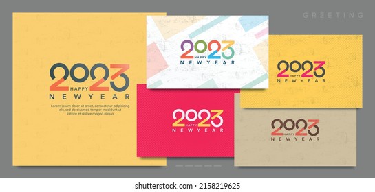 Happy 2023 new year greeting. Set 2023 new year of greeting card design