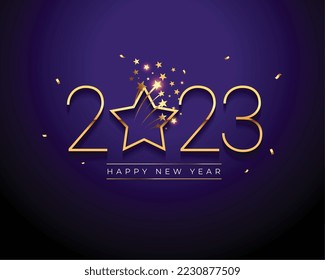 happy 2023 new year holiday banner with golden star design 