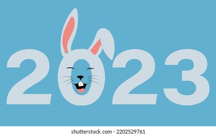 Happy 2023 year. The year of the rabbit. Vector illustration