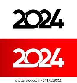 Happy 2024 Chinese New Year of the Dragon Design Template for Holiday. Illustration for Greetings Card or Christmas Themed Invitations. Abstract Bold Logo Text on White and Red Background