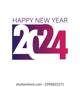 Feliz 2024 Nuevo año diseño simple de vectores 