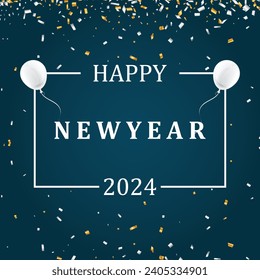 Happy 2024 New Year vector design. People holiday icon concept. Happy new year 2024 typography design background.