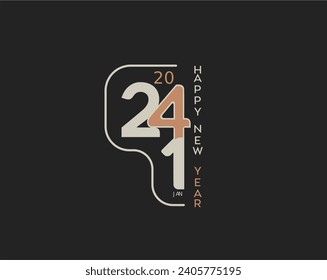 Feliz diseño de vectores de Año Nuevo 2024