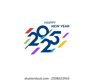 Feliz 2025 New Year Vetor de logotipo de fundo. Comemorar o ano novo de 2025 