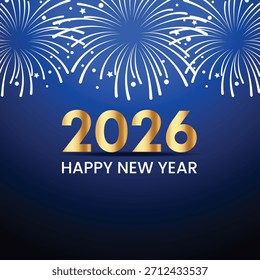 Feliz 2026, Feliz Ano Novo 2026, Modelo de design de vetor