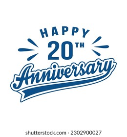 Happy 20th Anniversary. 20 years anniversary design. Vector and illustration.