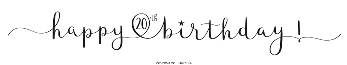 Happy 20th Birthday Black Vector Brush Stock Vector (Royalty Free ...