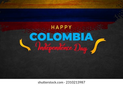 Happy 20. Juli Colombia Unabhängigkeit Day Landschaftsbanner für Social Media Post mit abstraktem Farbverlauf-gelber und roter Hintergrund