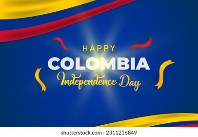 Happy 20. July Colombia Unabhängigkeit Day Landschaftsbanner für Social Media Post mit abstraktem Farbverlauf-blauer Hintergrund-Design