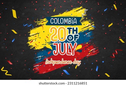 happy 20th of july colombia independence day landscape banner for social media post with abstract gradient background design4