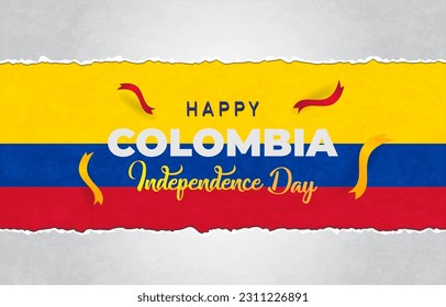 Happy 20. Juli Colombia Unabhängigkeit Day Landschaftsbanner für Social Media-Post mit abstraktem Farbverlauf-gelbem und rotem Hintergrund-Design