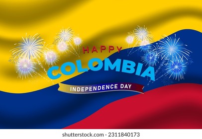 Happy 20. von juli colombia Unabhängigkeit Day Landschaftsbanner für Social Media Post mit abstraktem Farbverlauf-gelben und roten Hintergrund Design6