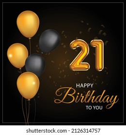 Happy 21st birthday, greeting card, vector illustration design.
