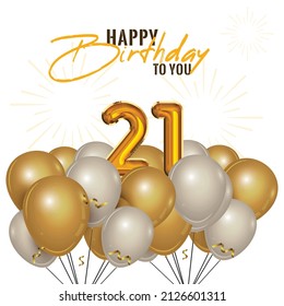 Happy 21st birthday, greeting card, vector illustration design.
 svg