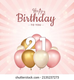 Happy  21st  birthday, greeting card, vector illustration design.
 svg