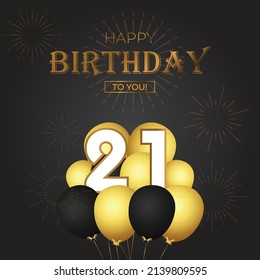 Happy 21st Birthday Greeting Card Vector Stock Vector (Royalty Free ...