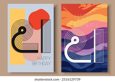 happy 21st birthday minimalist style gift card