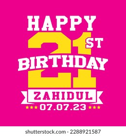 Happy 21st Birthday Print Design svg