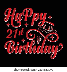 
Happy 21st birthday typography design.