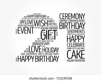 Happy 21st birthday word cloud collage concept