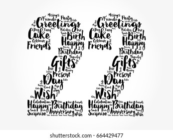 Happy 22nd birthday word cloud collage concept