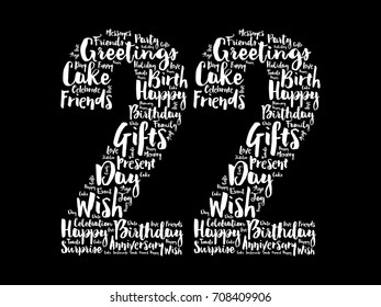 Happy 22nd birthday word cloud collage concept
