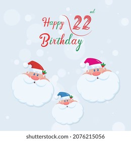 Happy  22st  birthday, Greeting card, Vector illustration design.

