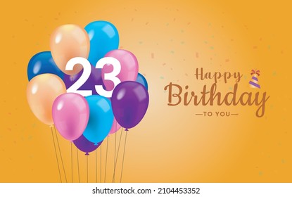 Happy 23 Birthday Greeting Card Vector Stock Vector (Royalty Free ...