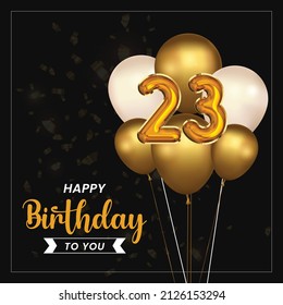 Happy 23rd Birthday Greeting Card Vector Stock Vector (Royalty Free ...