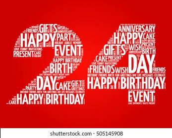 Happy 24th birthday word cloud collage concept