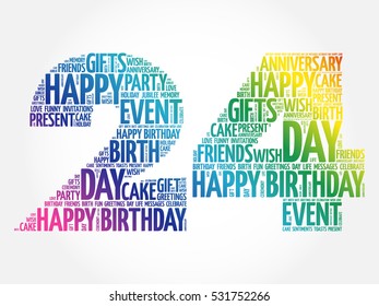 Happy 24th birthday word cloud collage concept