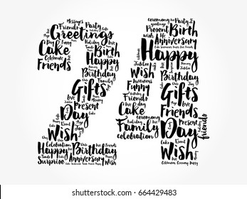 Happy 24th birthday word cloud collage concept