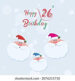 Happy 26st  birthday, Greeting card, Vector illustration design.
